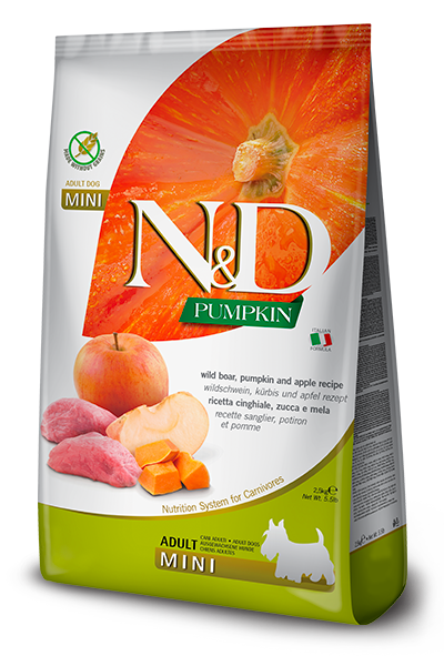 Farmina N&D Pumpkin Grain Fee Dry Dog Food - Boar & Apple, Mini Kibble - 5.5lb Bag