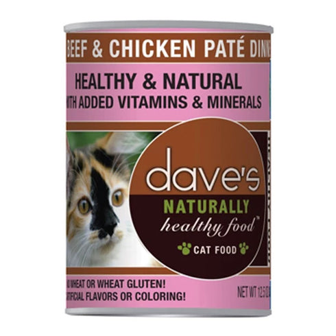 Dave's Naturally Healthy Beef Chicken Canned Cat Food 12.5oz - Poudre Pet and Feed Supply