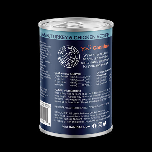 Canidae Pure Grain Free Wet Dog Food - Lamb, Turkey, & Chicken - 13oz Can