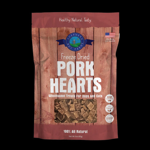 Shepherd Boy Farms Freeze Dried Raw Dog Treats - Pork Heart - 8oz Pouch