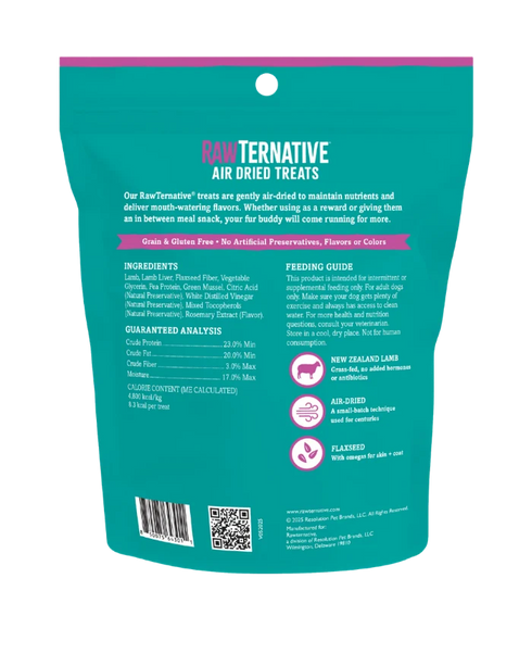 RawTernative Air Dried Dog Treats - Lamb & Green Mussel - 3.5oz Pouch