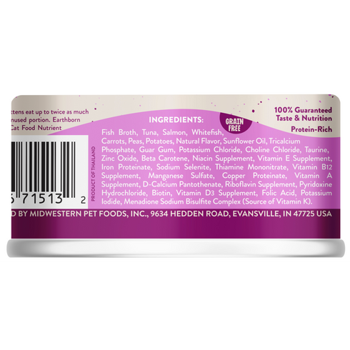 Earthborn Holistic Wet Cat Food - Harbor Harvest Salmon & Whitefish Dinner With Vegetables - 3oz Can