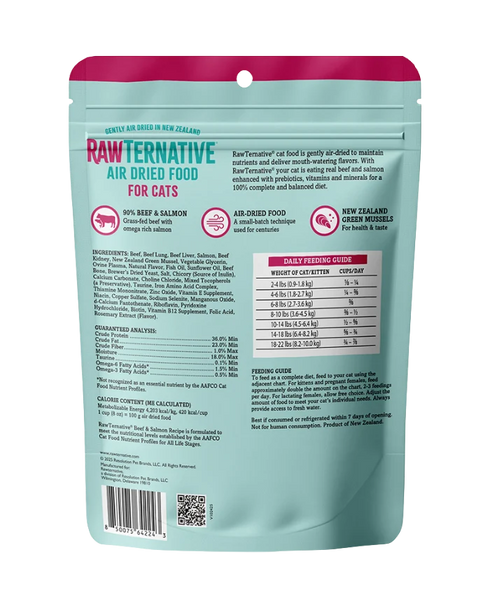 RawTernative Air Dried Cat Food - Beef & Salmon - 5oz Pouch