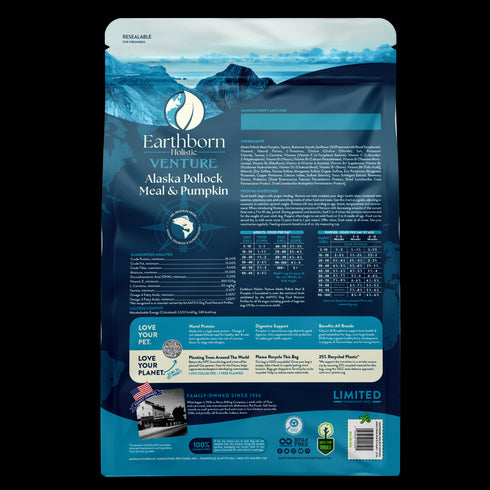 Earthborn Holistic Venture Limited Ingredient Dry Dog Food - Alaska Pollock & Pumpkin - 25lb Bag