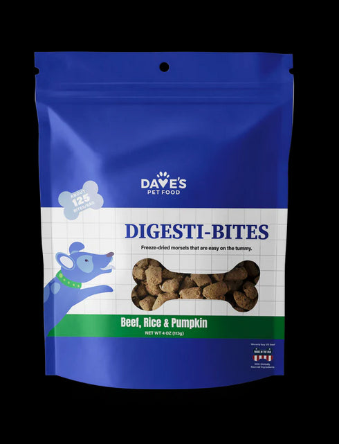 Dave's Pet Food Digesti-Bites Freeze Dried Dog Treats - Beef, Rice, & Pumpkin - 12oz Pouch