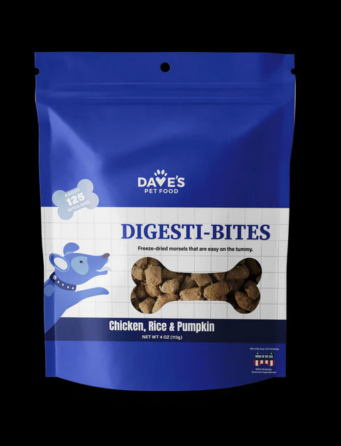 Dave's Pet Food Digesti-Bites Freeze Dried Dog Treats - Chicken, Rice, & Pumpkin - 12oz Pouch