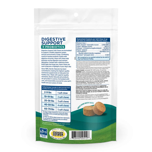 Nordic Natural Digestive Support Dog Soft Chews - Bone Broth - 30ct Bag -