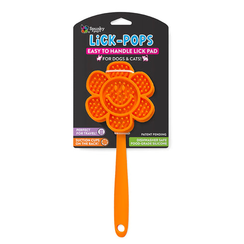 Spunky Pups Lick Pops - Lick Pad - Orange Smiley Flower
