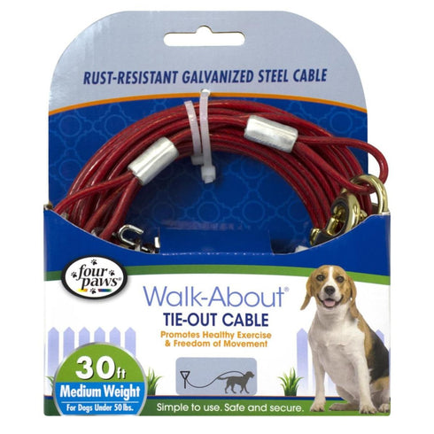 Four Paws Walk-About Tie-Out Cable - Medium Weight 30 Feet Poudre Pet & Feed Supply