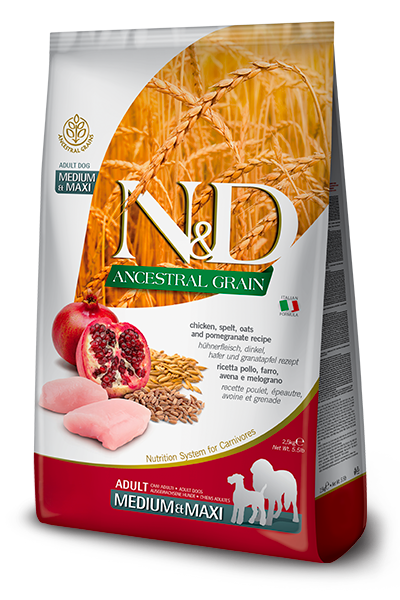 Farmina N&D Ancestral Grain Dry Dog Food - Chicken & Pomegranate, Medium/Maxi Kibble - 26.5lb Bag
