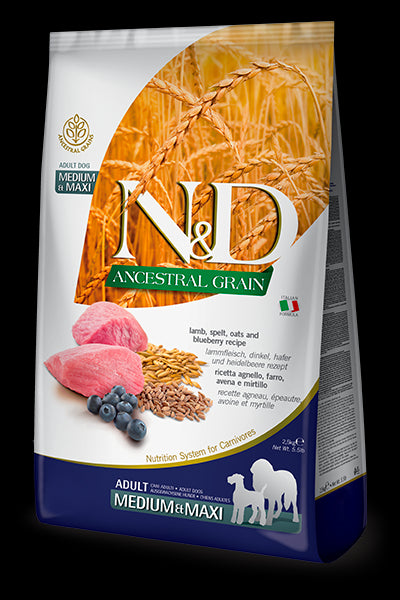 Farmina N&D Ancestral Grain Medium/Maxi Dry Dog Food - Lamb - 5.5lb Bag
