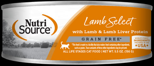 NutriSource Grain Free Select Wet Cat Food - Lamb & Lamb Liver - 5.5oz Can