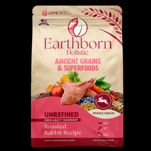 Earthborn Holistic Ancient Grains Dry Dog Food - Unrefined Roasted Rabbit - 25lb Bag
