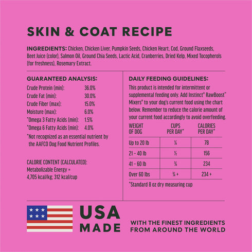 Instinct RawBoost Mixers Skin & Coat Freeze Dried Dog Food Topper - Chicken & Cod - 12.5oz Bag