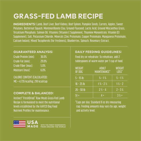 Instinct FreshDried Freeze Dried Dog Food - Lamb - 24oz Bag