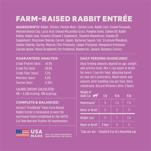 Instinct FreshDried Pates Freeze Dried Raw Cat Food - Rabbit Blend - 13oz Pouch