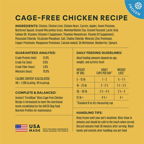 Instinct FreshRaw Meals Frozen Raw Dog Food - Chicken Bites - 3lb Bag