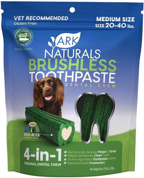 Ark Naturals Breath-less Chewable Brushless Toothpaste Medium To Large 18oz