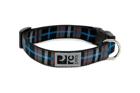 RC Pets Standard Dog Collar - S 3/4" - Black Twill Plaid