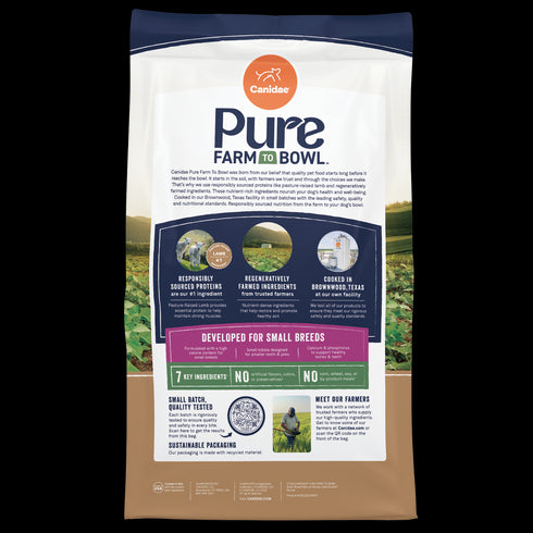 Canidae Pure Farm To Bowl Small Breed Grain Free Dry Dog Food - Pasture-Raised Lamb & Lentil - 4lb Bag