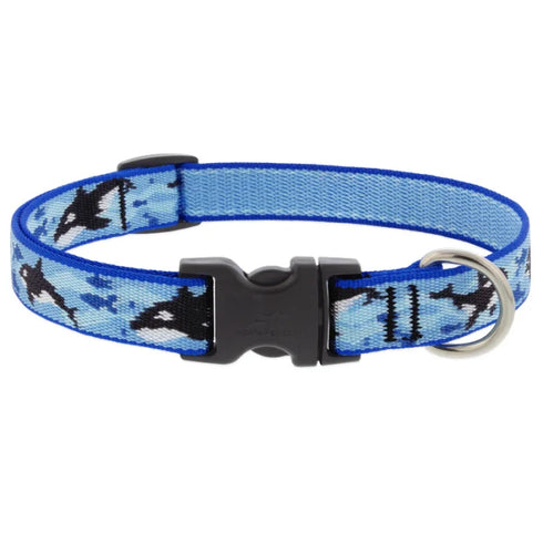 Lupine Pet Adjustable Dog Collar MicroBatch Design - 3/4" x 15-25" - Orcas