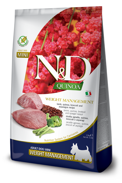 Farmina N&D Quinoa Functional Weight Management Mini Dry Dog Food - Lamb, Mini Kibble - 5.5lb Bag