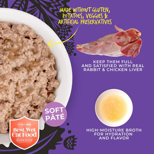 Tiki Cat After Dark Soft Pate Wet Cat Food - Rabbit & Chicken Liver - 3oz Can