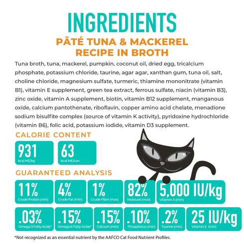 Tiki Cat Silver Pate Wet Cat Food - Tuna & Mackerel in Broth - 2.4oz Can