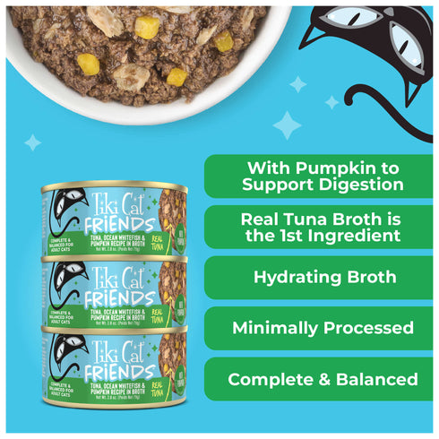 Tiki Cat Friends Minced Wet Cat Food - Tuna, Ocean Whitefish, & Pumpkin - 2.8oz Can