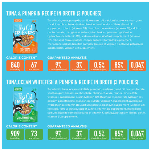 Tiki Cat Friends Minced Wet Cat Food Tuna Variety Pack - 12 2.8oz Pouches