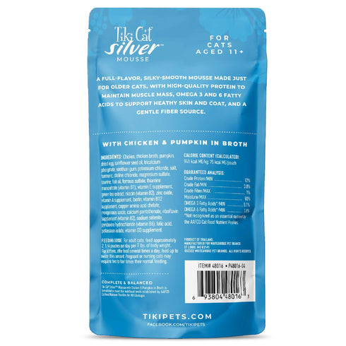 Tiki Cat Silver Mousse Wet Cat Food - Chicken & Pumpkin - 2.8oz Pouch