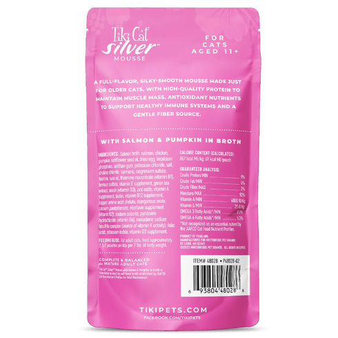 Tiki Cat Silver Mousse Wet Cat Food - Salmon & Pumpkin in Broth - 2.8oz Pouch