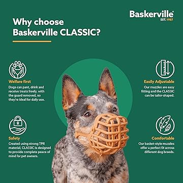 Baskerville Classic Basket Dog Muzzle - Size 3 - Tan