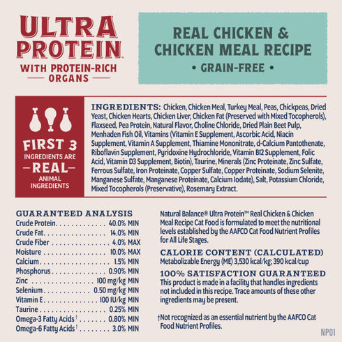Natural Balance Ultra Protein Dry Cat Food - Chicken & Chicken Meal - 6lb Bag
