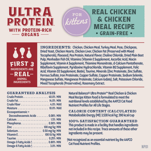 Natural Balance Ultra Protein Kitten Dry Cat Food - Chicken & Chicken Meal - 3lb Bag