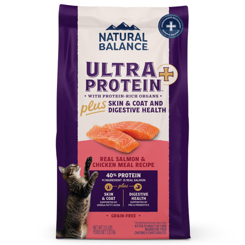 Natural Balance Ultra Protein+ Skin, Coat, & Digestive Health Dry Cat Food - Salmon & Chicken - 5lb Bag