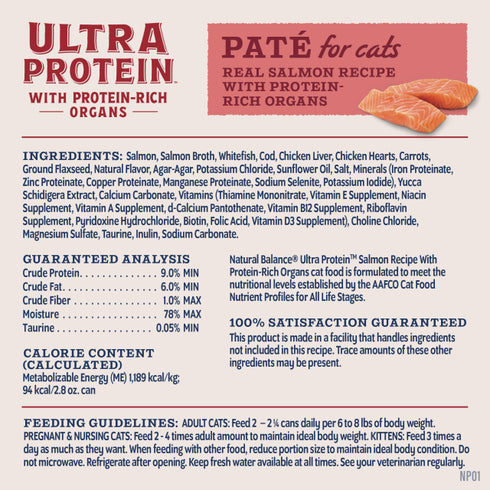 Natural Balance Ultra Protein Wet Cat Food - Salmon & Organ Pate - 2.8oz Can