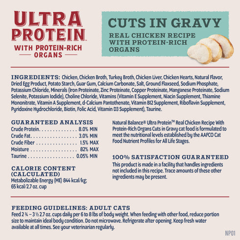 Natural Balance Ultra Protein Wet Cat Food - Chicken & Organ with Gravy - 2.8oz Can