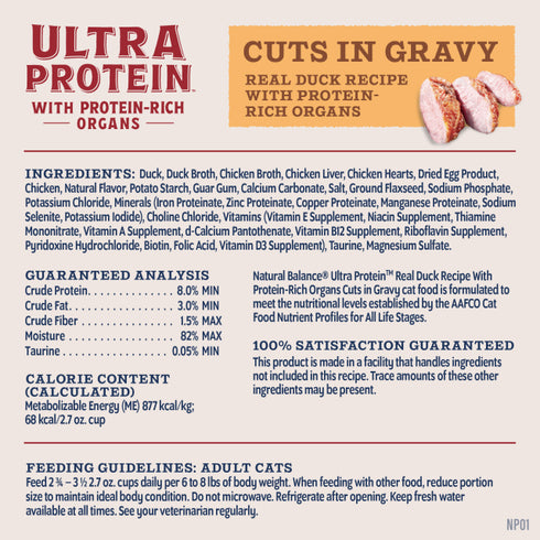Natural Balance Ultra Protein Wet Cat Food - Duck & Organ with Gravy - 2.8oz