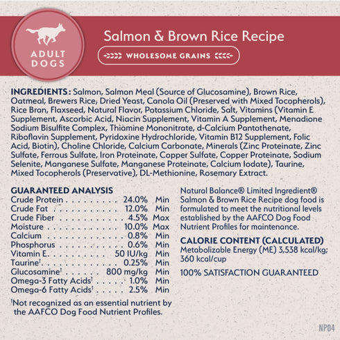 Natural Balance Limited Ingredient Dry Dog Food - Salmon & Brown Rice - 4lb Bag