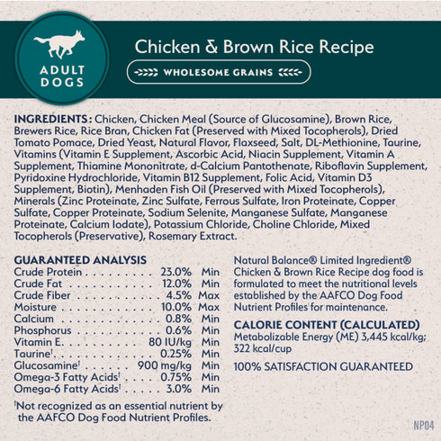 Natural Balance Limited Ingredient Dry Dog Food - Chicken & Brown Rice - 4lb Bag