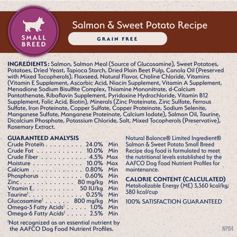Natural Balance Limited Ingredient Small Breeds Dry Dog Food - Salmon & Sweet Potato - 4lb Bag