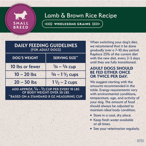 Natural Balance Limited Ingredient Small Breeds Dry Dog Food - Lamb & Brown Rice - 12lb Bag