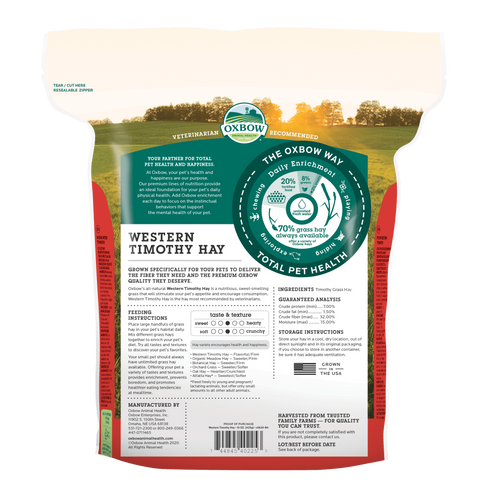Oxbow Western Timothy Hay Small Animal Food - 20lb Bag