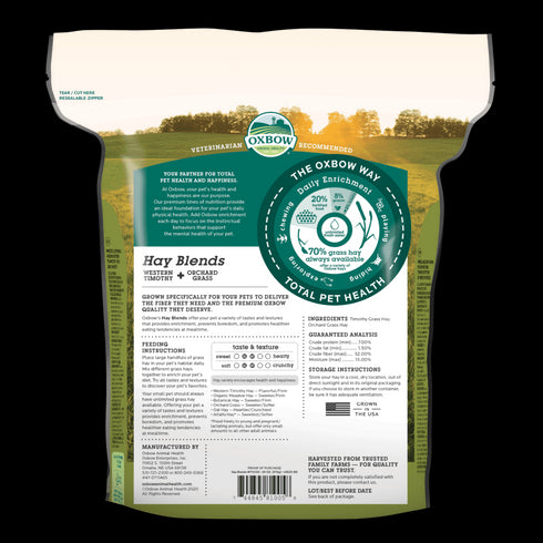 Oxbow Hay Blends For Small Animals - Timothy & Orchard - 15oz Bag
