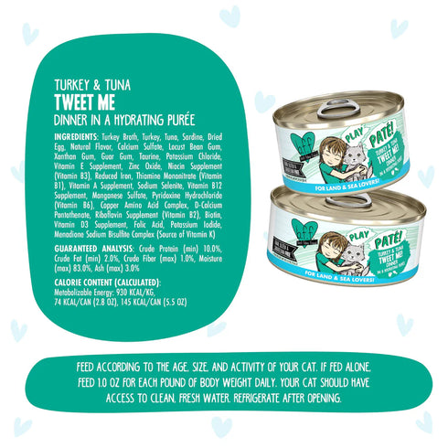 BFF PLAY Pate Wet Cat Food - Turkey & Tuna Tweet Me! - 5.5oz Can