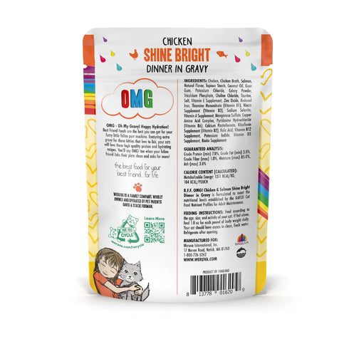 BFF OMG Wet Cat Food - Chicken & Salmon Shine Bright - 2.8oz Pouch