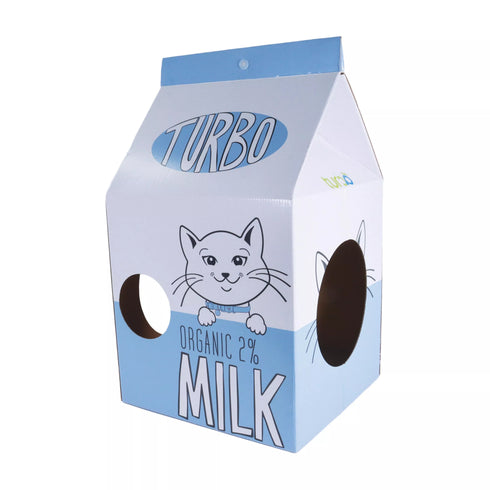 Turbo Scratcher Milk Carton Cat Scratching Post/House - Blue