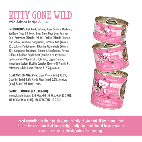 Weruva Cats In The Kitchen Kitten Wet Cat Food - Kitty Gone Wild Salmon - 3oz Can