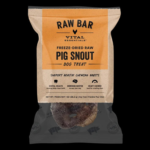 Vital Essentials Freeze Dried Pig Snout Dog Treats - 1 Each